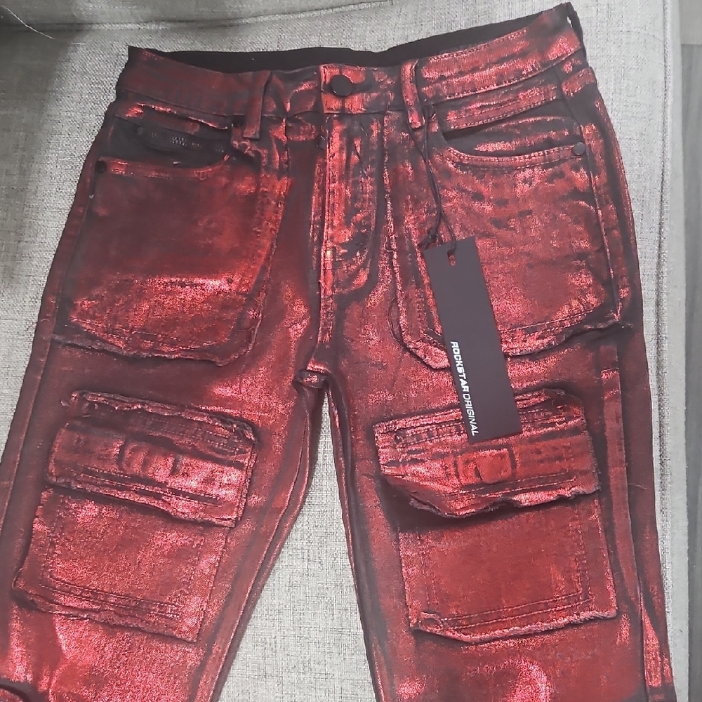 Rockstar Original Diesel Metallic Red Cargo Pants